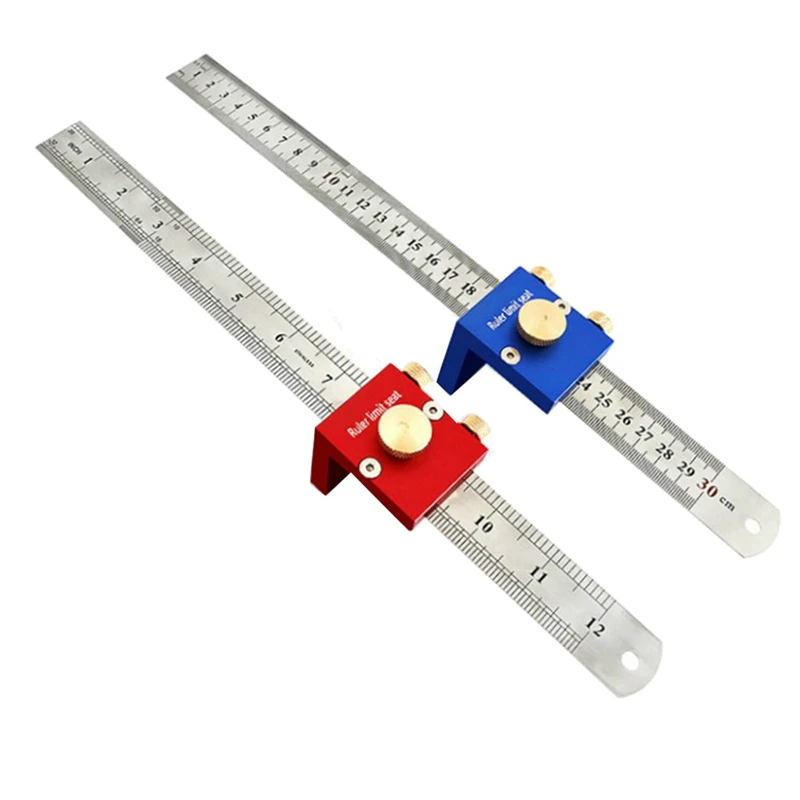 

2Pcs 30Cm/12 Inch Scribing Ruler 90 Degrees Scale Ruler Measuring Marking Gauge Woodworking Right Angle Ruler