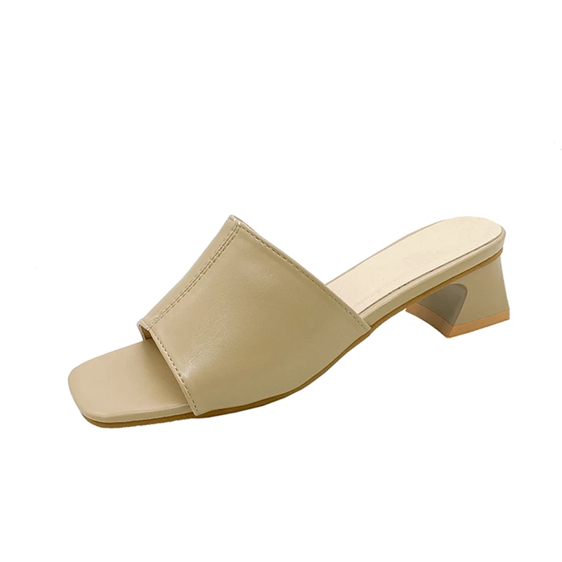

2023 Summer New Fashion Large Women's Shoes Wear Low Heel Square Head Retro Thick Heel Slippers with Open Toe for Women