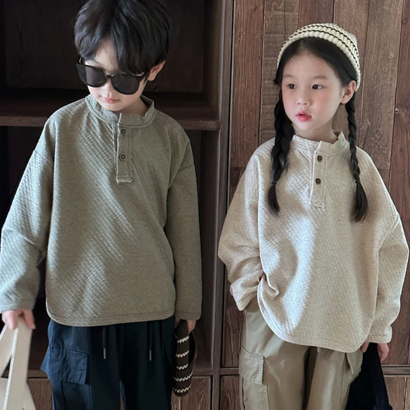 

Новинка 2024, демисезонная детская одежда для детей, толстовки для маленьких мальчиков и девочек, бежевые зеленые толстовки, школьная одежда