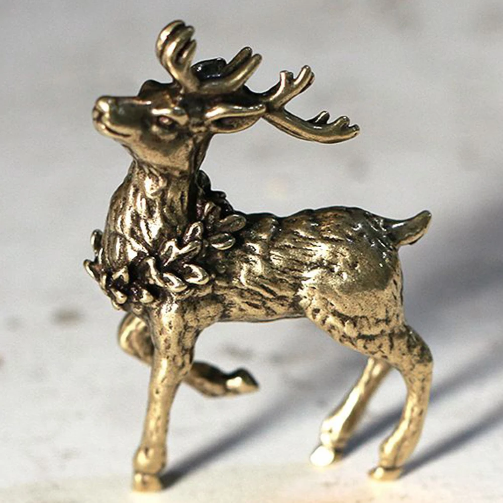 

Deer Ornament Deer Statue Miniature Sika Miniature Figurines Solid Brass Deer Sculpture Ornaments Desk Decorations