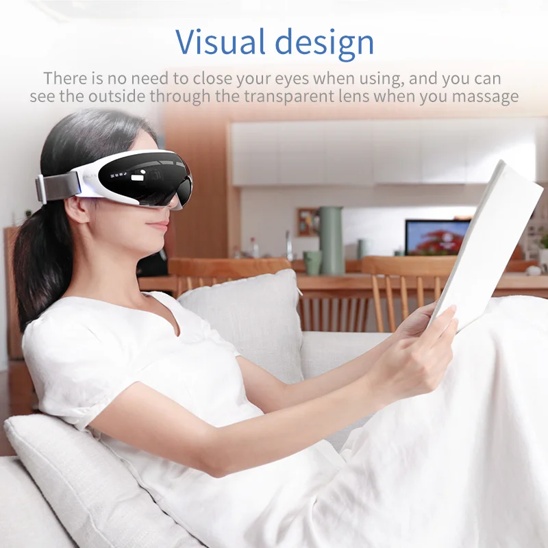 Anlan 4d visual óculos de massagem olho inteligente compressão de ar sem fio 42 massagem olho quente grande bateria aliviar a enlarge
