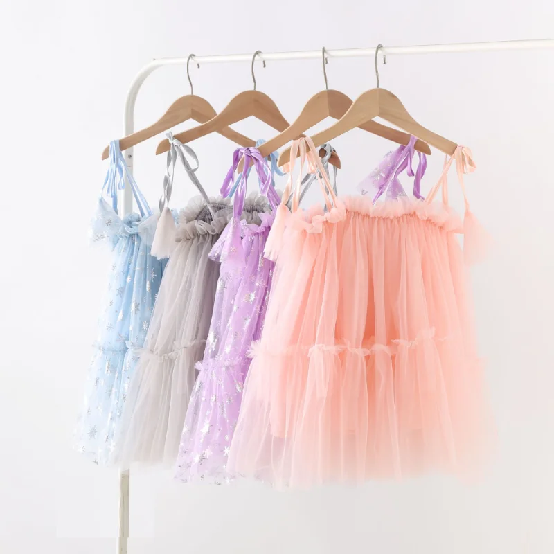 

Baby Girl Tutu Dress Birthday Strap Dress Girl Clothes Summer Elsa Blue Snowflake Princess Mesh Tulle Dresses Party Wholesale