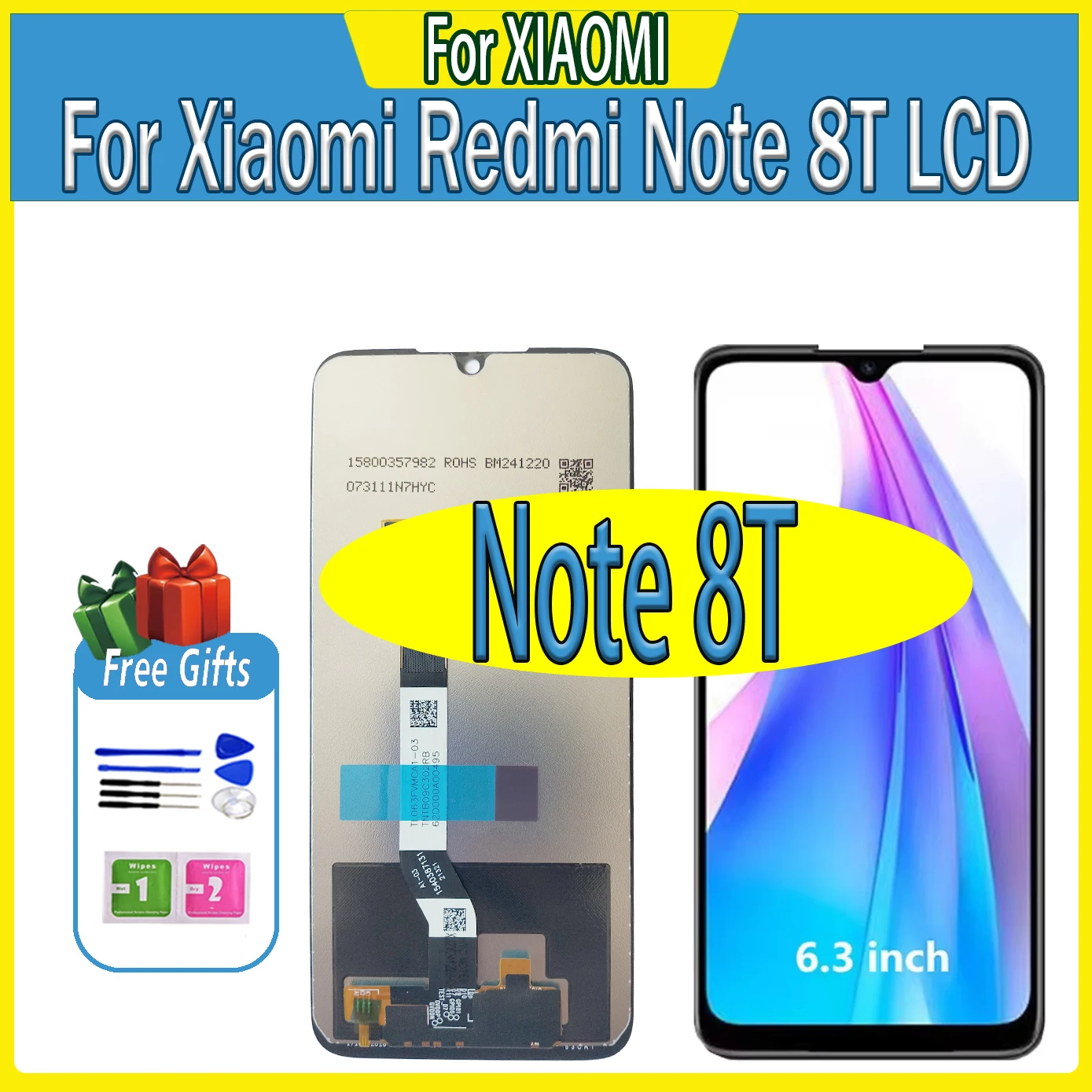 6 3 &quotIPS для Xiaomi Redmi Note 8T ЖК-дисплей с сенсорным экраном запасные части Note8T M1908C3XG