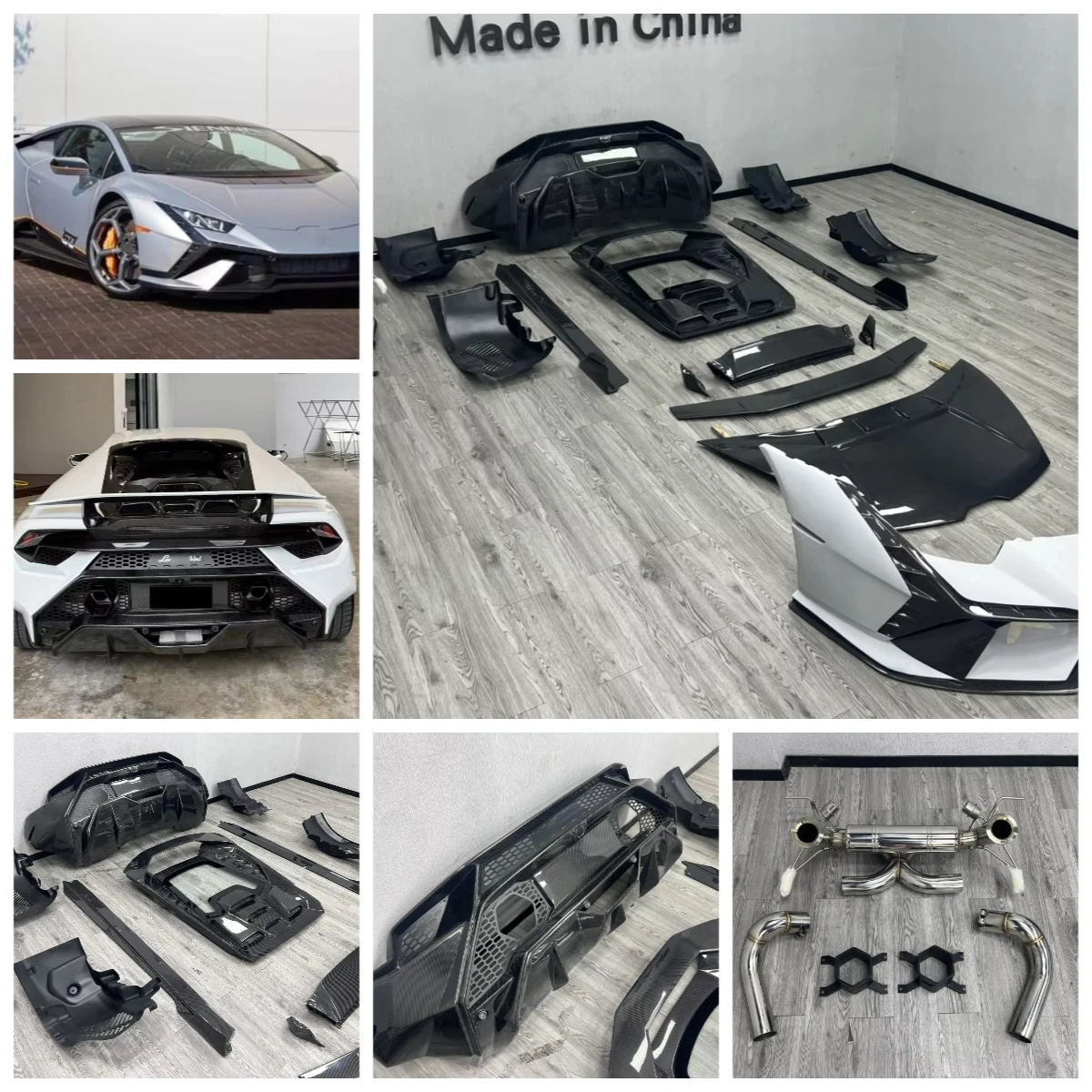 Фото Комплект обвеса для Lamborghini Huracan LP580 LP610-4 для обновления до Tecnica Kit Facelift, включая передний и задний бамперы, а также боковые пороги. №1