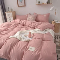 solid color bedding set duvet cover pillow case bed sheet ab side quilt cover boy kid teen girl bedding linens set king queen