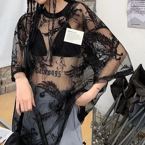 Matakawa женская футболка oversize из полиэстера и хлопка