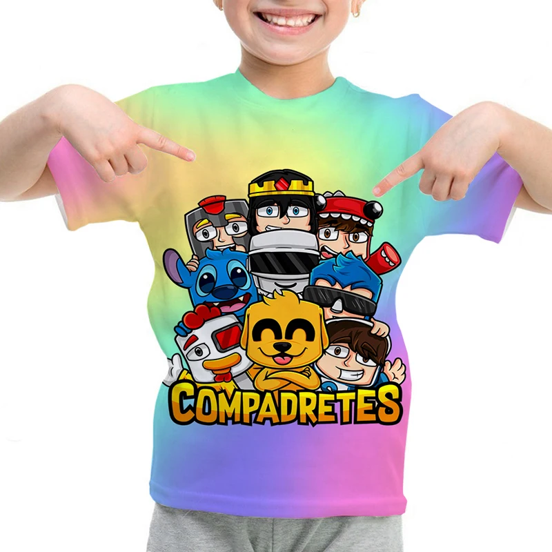 

New Game T Shirt Kids 3D Anime Los Compas Mikecrack Tshirt Children Kawaii Tee Tops Teenager Streetwear Casual T-shirt Camisetas
