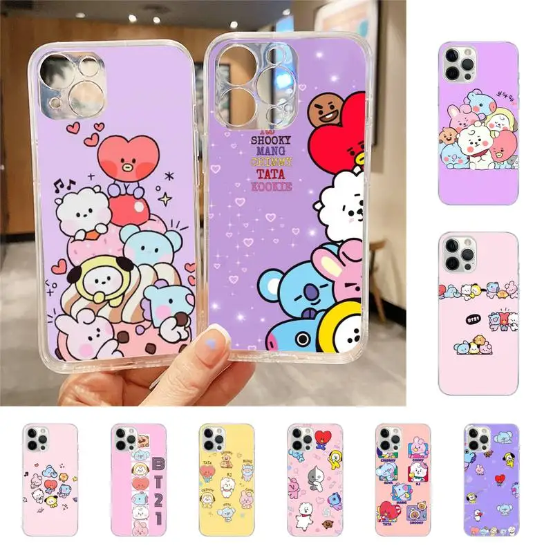 

Cute Kpop Cartoon B-BT21 Phone Case For Iphone 7 8 Plus X Xr Xs 11 12 13 Se2020 Mini Mobile Iphones 14 Pro Max Case