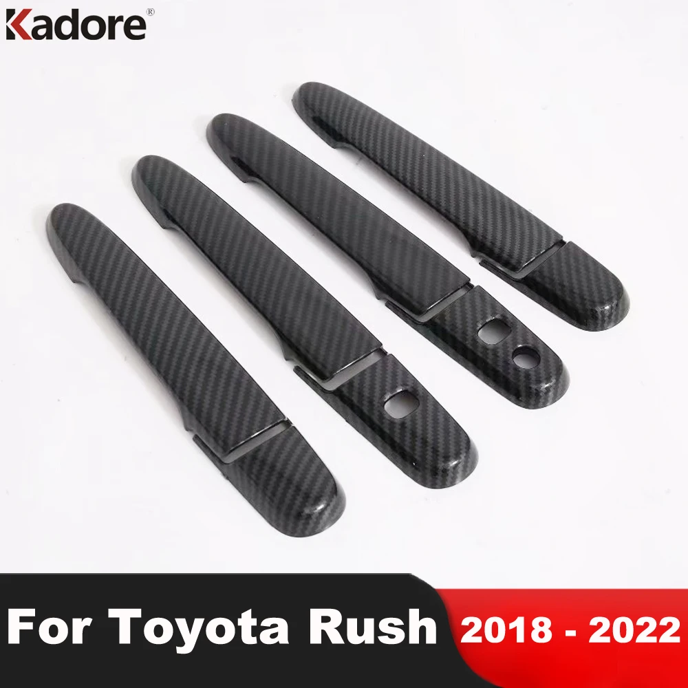 

Внешние аксессуары для Toyota Rush 2018, 2019, 2020, 2021, 2022, защитная крышка из углеродного волокна для боковой дверной ручки автомобиля, молдинговая отд...