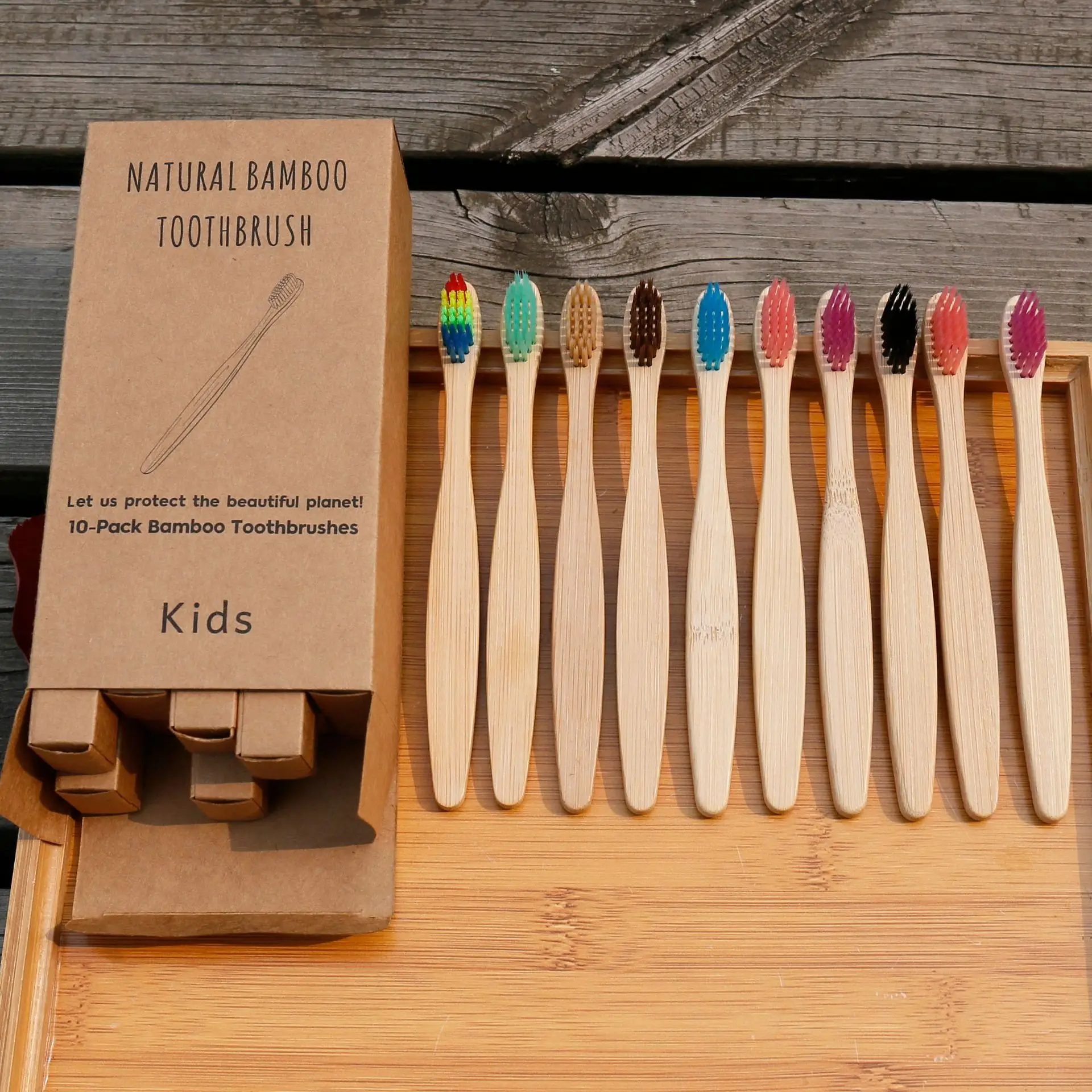 

10PCS Children Colorful Toothbrush Natural Bamboo Tooth Brush Set Soft Bristle Charcoal Teeth Eco Bamboo Toothbrushes Oral Care