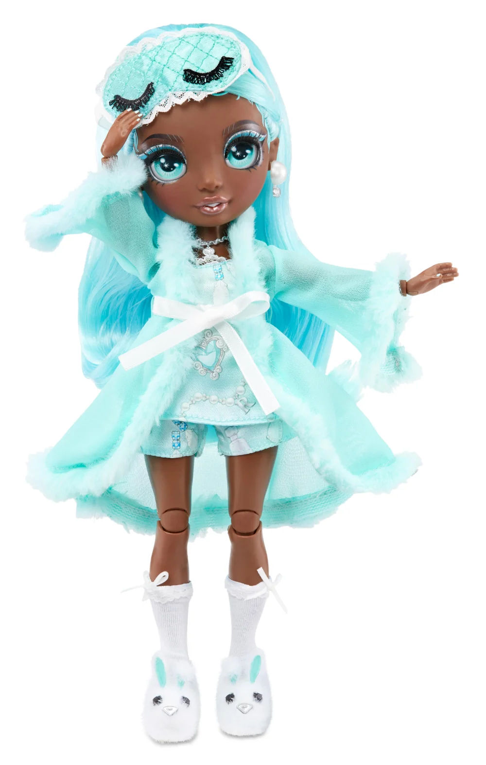 

Light Blue Fashion Doll and Playset with 2 Outfits To Mix and Match, Sleeping Bag and Sleepover Doll Accessories