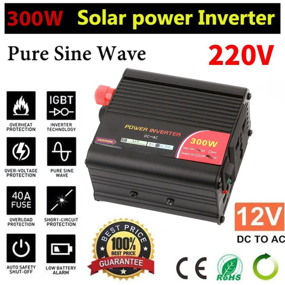 

300W Car Power Converter Inverter DC12V/24V to AC220V Aluminium Alloy Dual Converter Adapter Car Power Supply