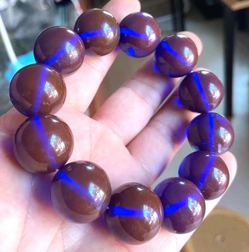 

Новый высококачественный браслет из бисера янтарного, голубого цвета, из пчелиного воска, 20 мм