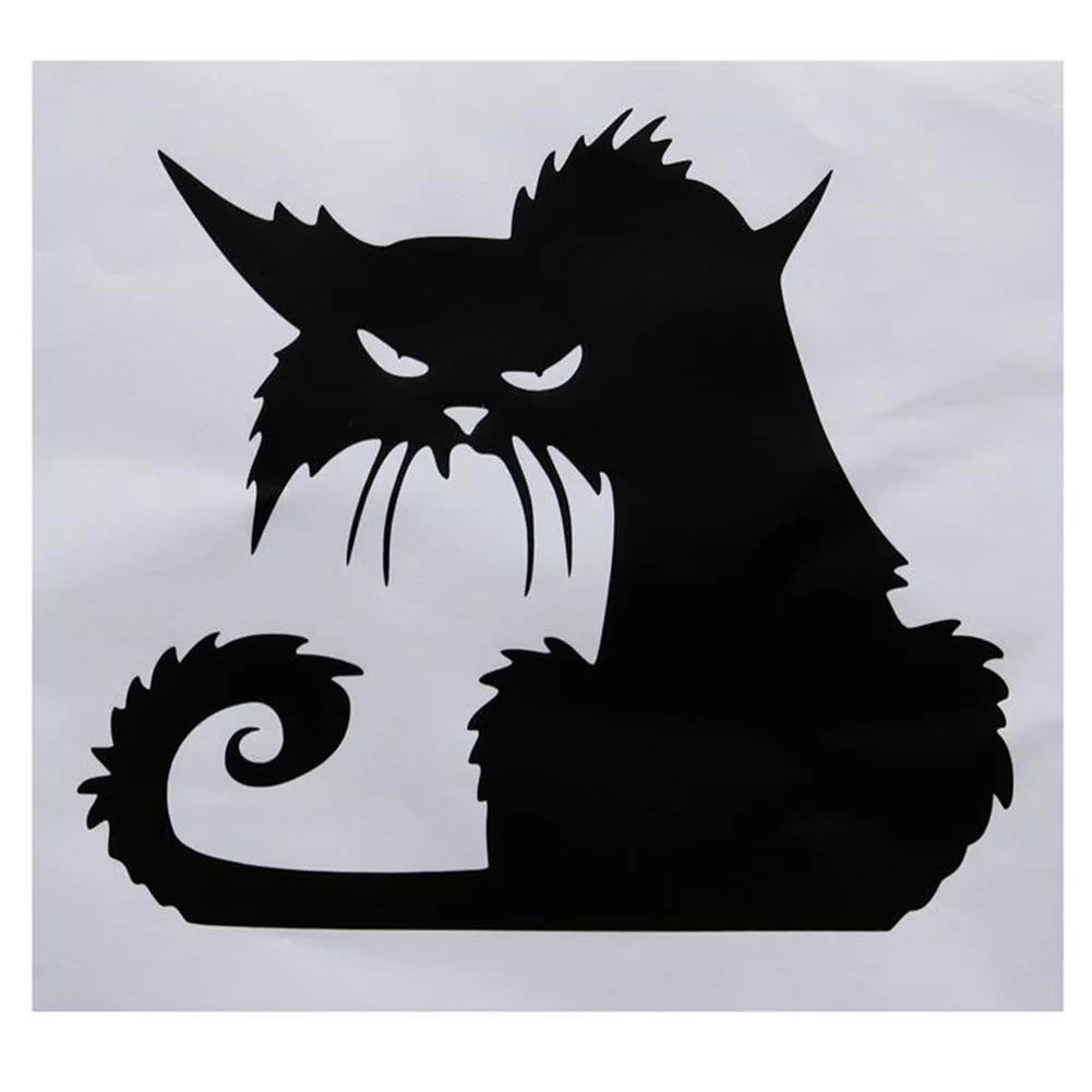 Окно из ПВХ для гостиной Хэллоуина Модный узор в виде черной кошки домашний декор