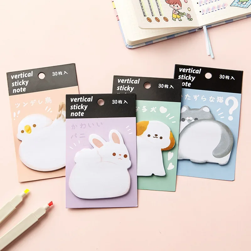 

New style 30 sheets/set Kawaii Animal Butt N Times Sticky Notes To Do List Planner Sticker Notepads Supplies Gift Stationery