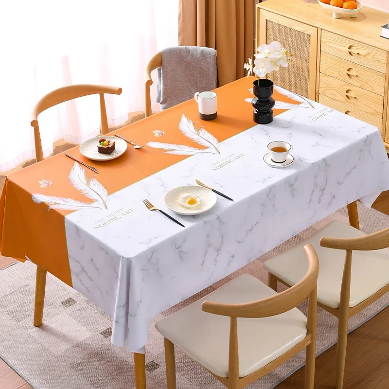 

Table cloth waterproof, oil resistant, wash free, and scald resistant PVC rectangular tablecloth for dining table coffee table