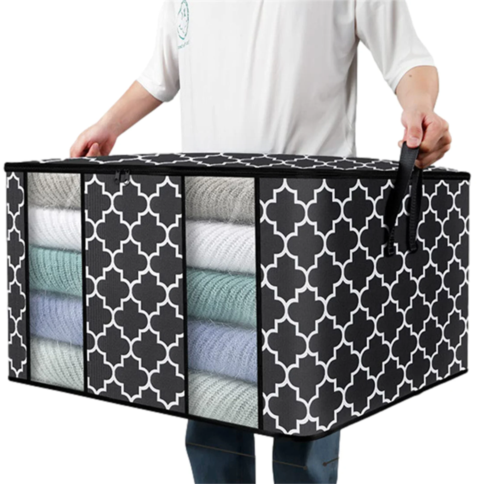 

Non-woven Foldable Storage Box Organizer Portable Clothes Organizer Tidy Suitcase Home Storage Box Quilt Storage Container Bag