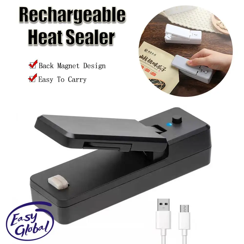 

2In1 Portable Rechargeable Mini Bag Sealer Vacuum Bag Sealer Heat Sealer With Cutter Sealer For Plastic Bag Food Storage
