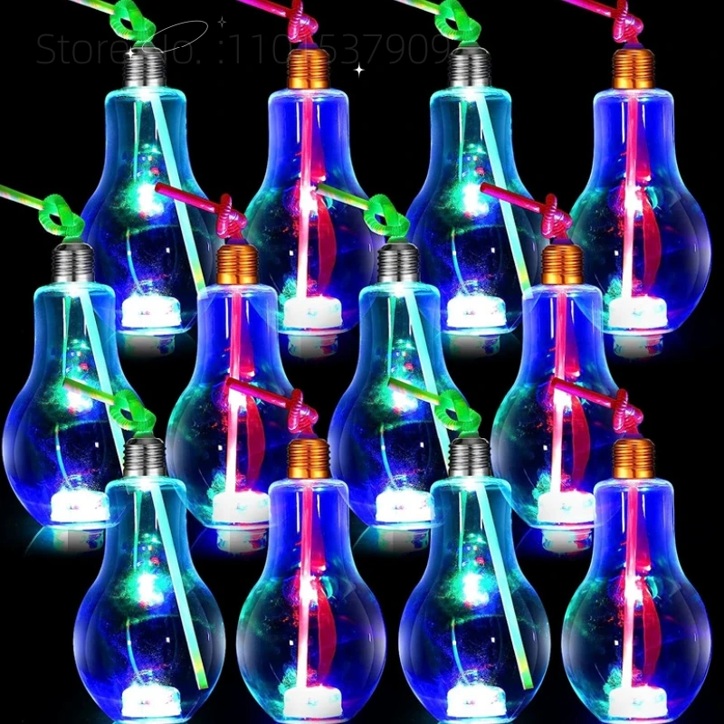 With Straw Sealing Lids Fillable Cup Glow In Dark Juice Water Cup