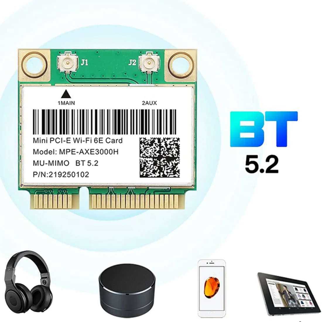 MPE-AXE3000H Беспроводная карта Wi-Fi 6E 5374 Мбит/с AX210 Mini PCIE Wi-Fi-карта Bluetooth 5.2 802.11AX 2 4G/5G/6Ghz Wlan