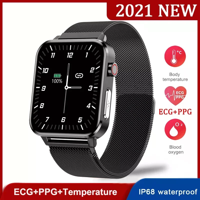 

2021 Bluetooth Smart Watch Body Temperature ECG+PPG Heart Rate Sleep Health Monitoring Bracelet Sport IP68 Waterproof Smartwatch