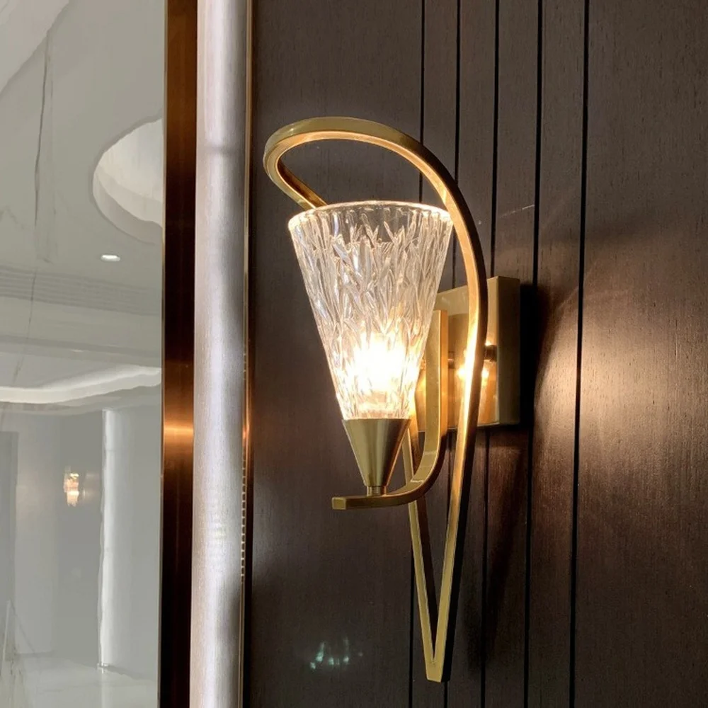 

Luxury Crystal Leaves Wall Lamp Porch Aisle Post-Modern Living Room Bedroom Bedside Background Decoration Light