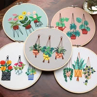flower embroidery diy handmade canvas material potted flowers for beginners cross stitch hanging painting decoration embroidery