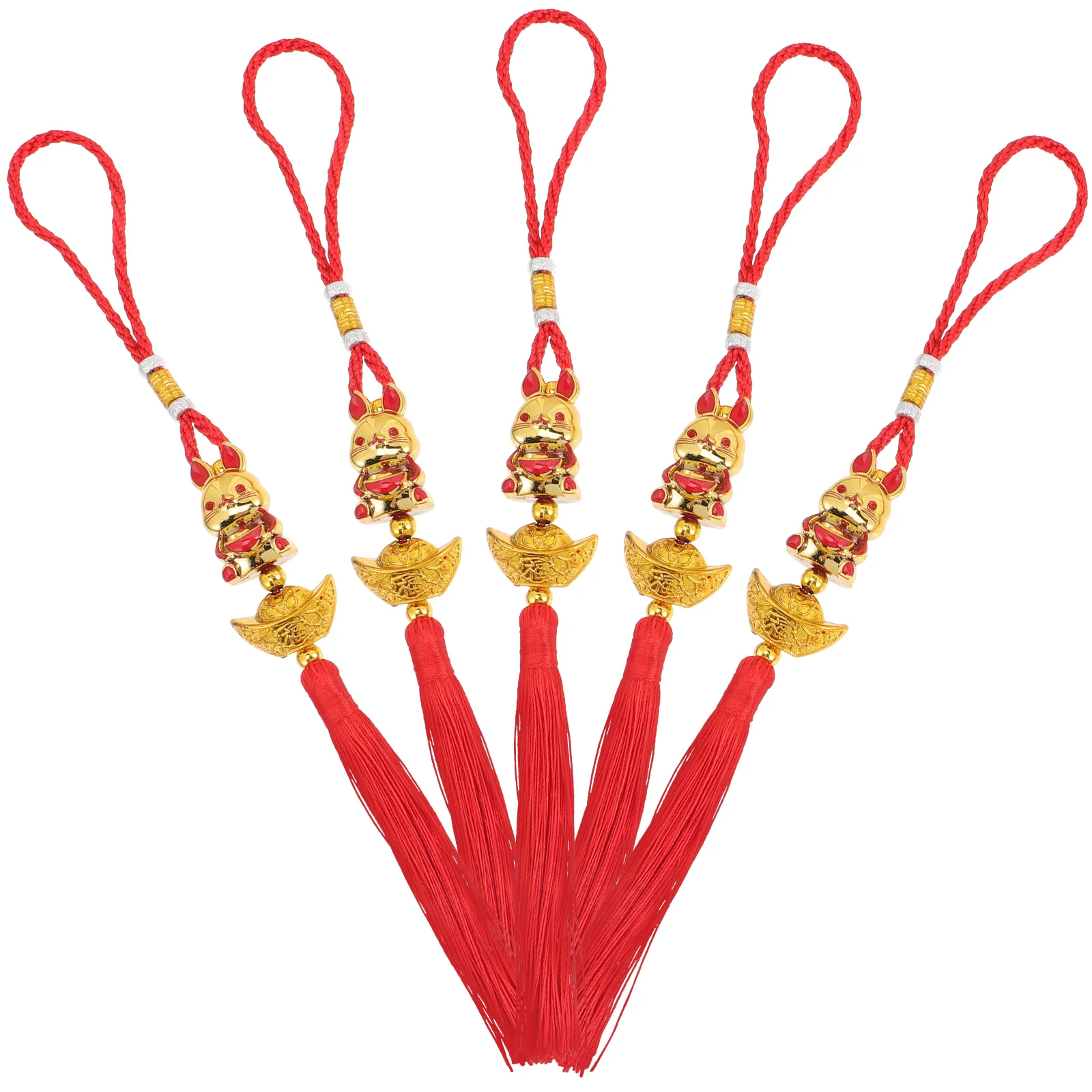

Chinese Year The Knot Rabbit Newornaments Tassel Hanging Pendant Caringot Festival Spring Lucky Decoration Gold Charms Decor