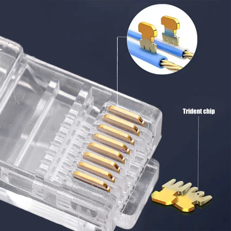 Разъемы RJ45 Cat6 Cat5e Проходной сквозной разъем Позолоченный 8P8C Модульный сетевой