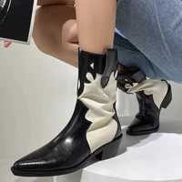 new colorblock chelsea boots western cowboy boots for women 2022 platform pointed toe shoes autumn womens boots free shipping