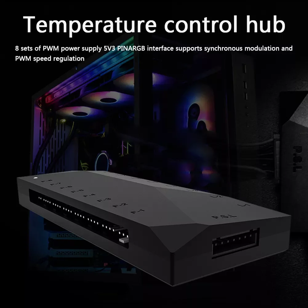 ID-охлаждение HA-02 ARGB Hub PWM контроллер вентилятора с питанием 8 Way 5V 3 Pin для домашнего