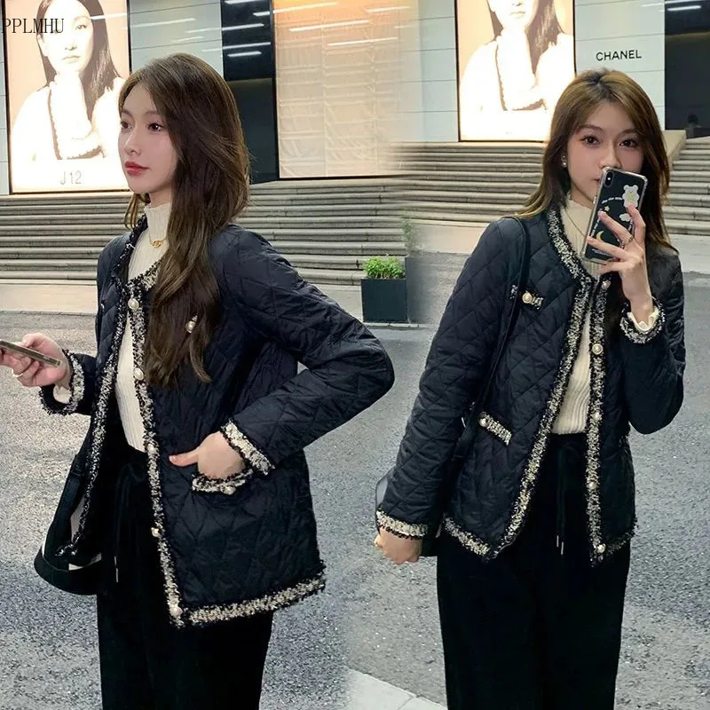 

Korean Version Fashion Sweet Light Cotton Clothes Relaxed Casual Lingge Down Spring And Autumn Women's Short Small Fragrant Coat