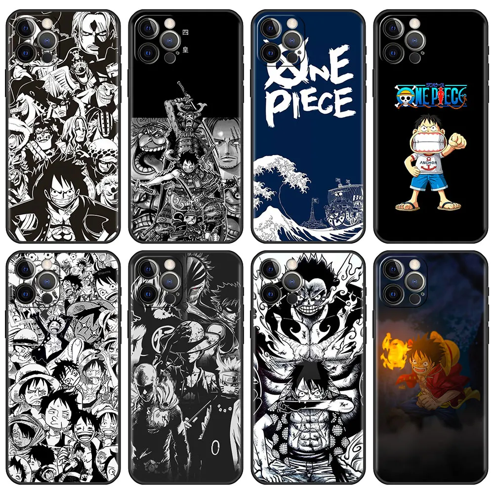

Estuche Case for Apple iPhone 11 12 Pro 13 Pro Max 8 7 XR X XS Plus 6S Black Luxury SmartPhone Funda Hot Blood Comics One Piece