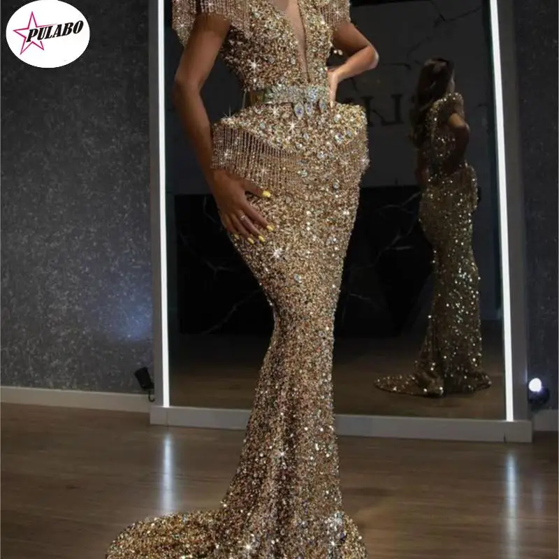 

Party Dress Women Spring Autumn Sexy Tassel Sequin Dresses Sleeveless O-neck Slim Banquet Dinner Ladies Long Dress