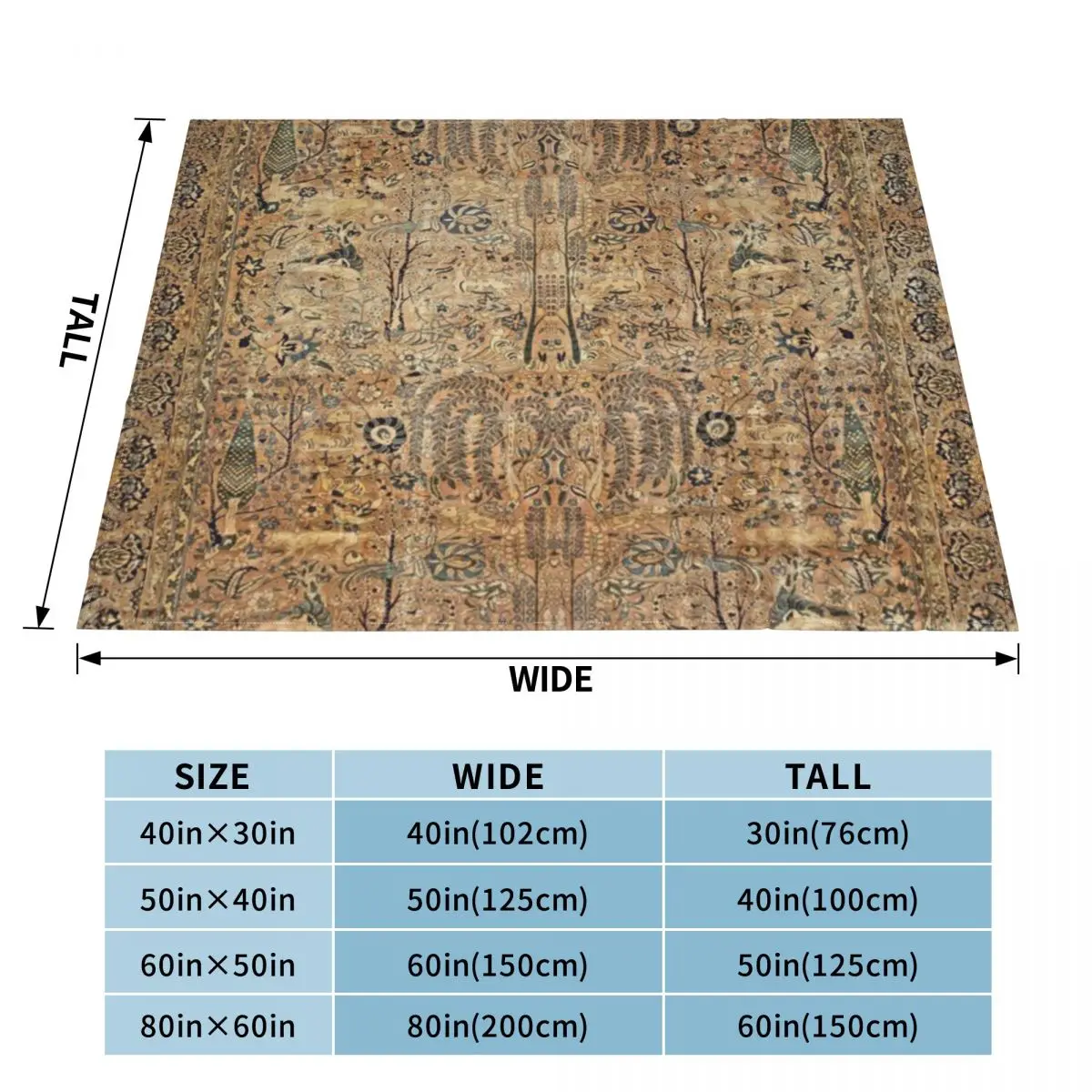 Античный персидский Kirman коврик садовый с животными ультра-мягкое Флисовое