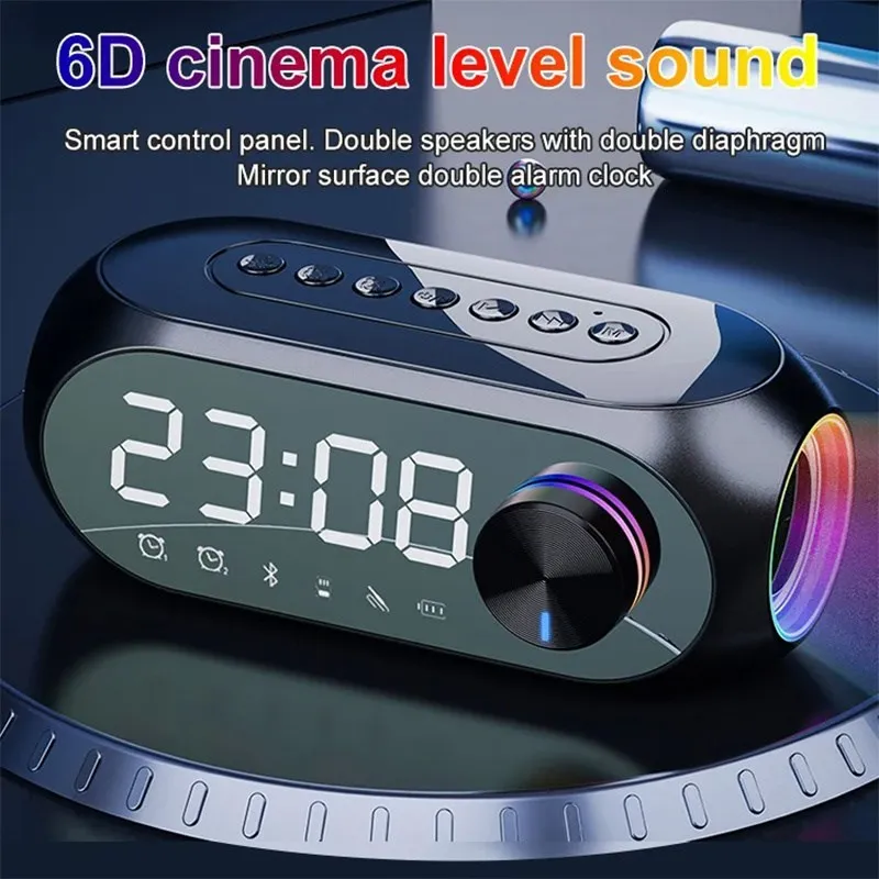 

S8 Wireless Bluetooth Speaker HD Led Display Multifunction Stereo Bass Speakers Alarm Clock FM Radio TF Card Aux Music Playback.