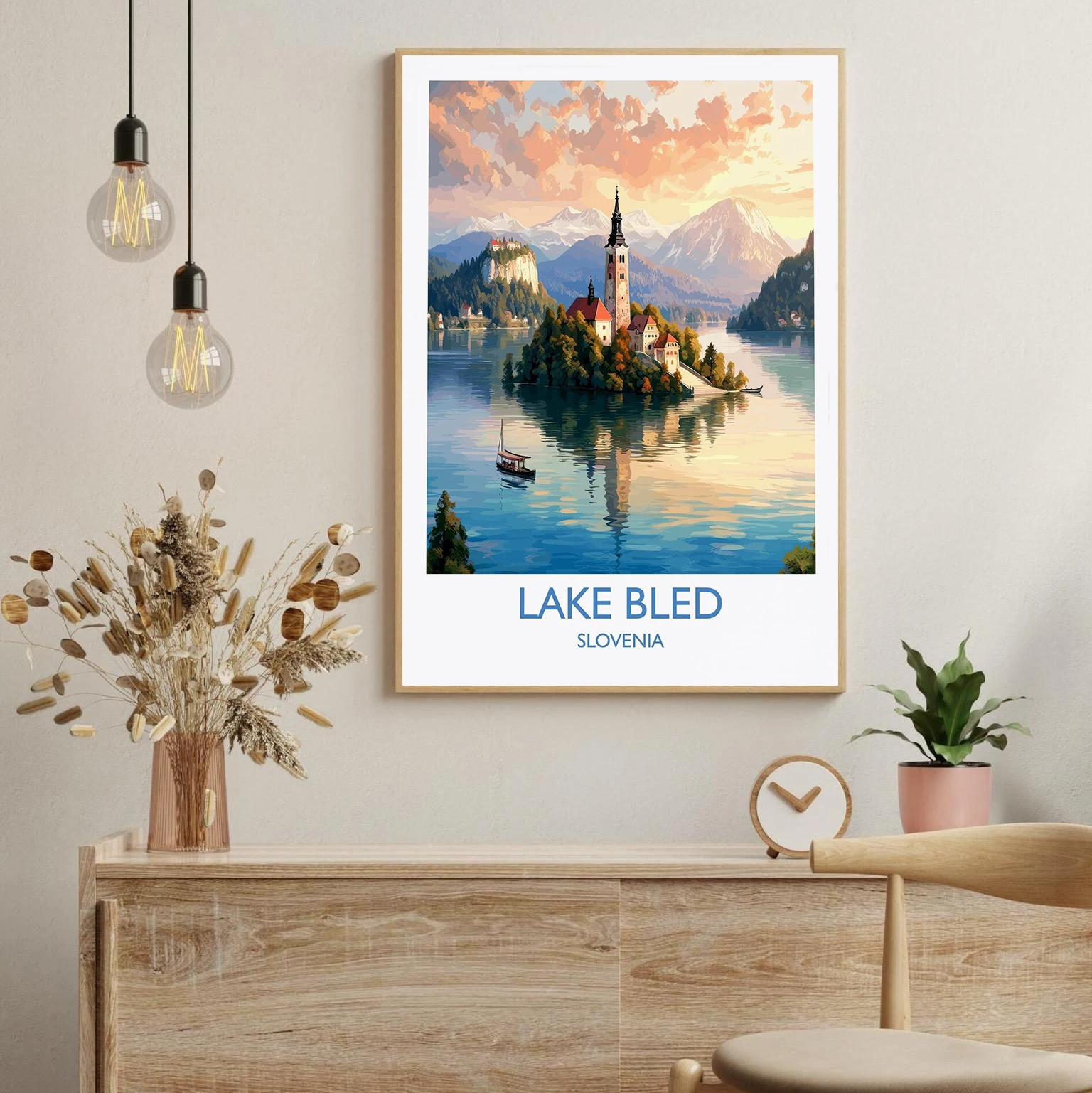 Скандинавский туристический город лес степ снежная гора деревня художественная