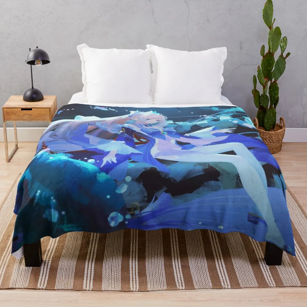 

Sangonomiya Kokomi Kpop Blanket Cover Chunky Fleece Throw Blankets