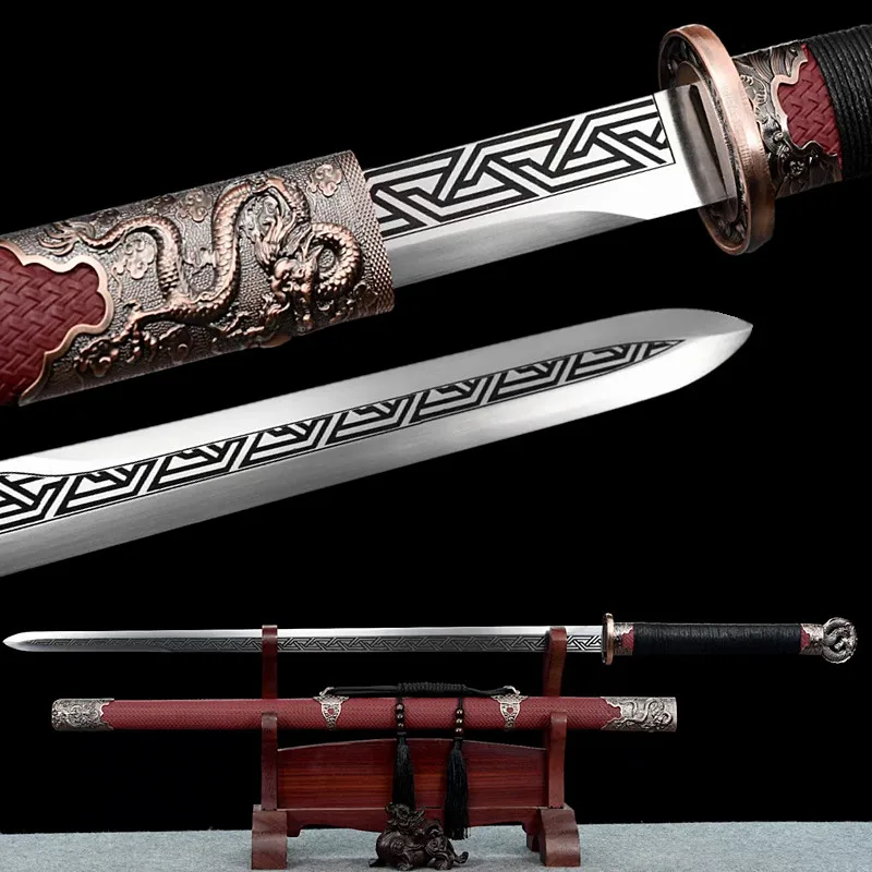 

Vintage Dragon Traditional Chinese Sword Real Hand Forged High Manganese Steel Full Tang Sword Battle Ready Sword Espada Chinesa