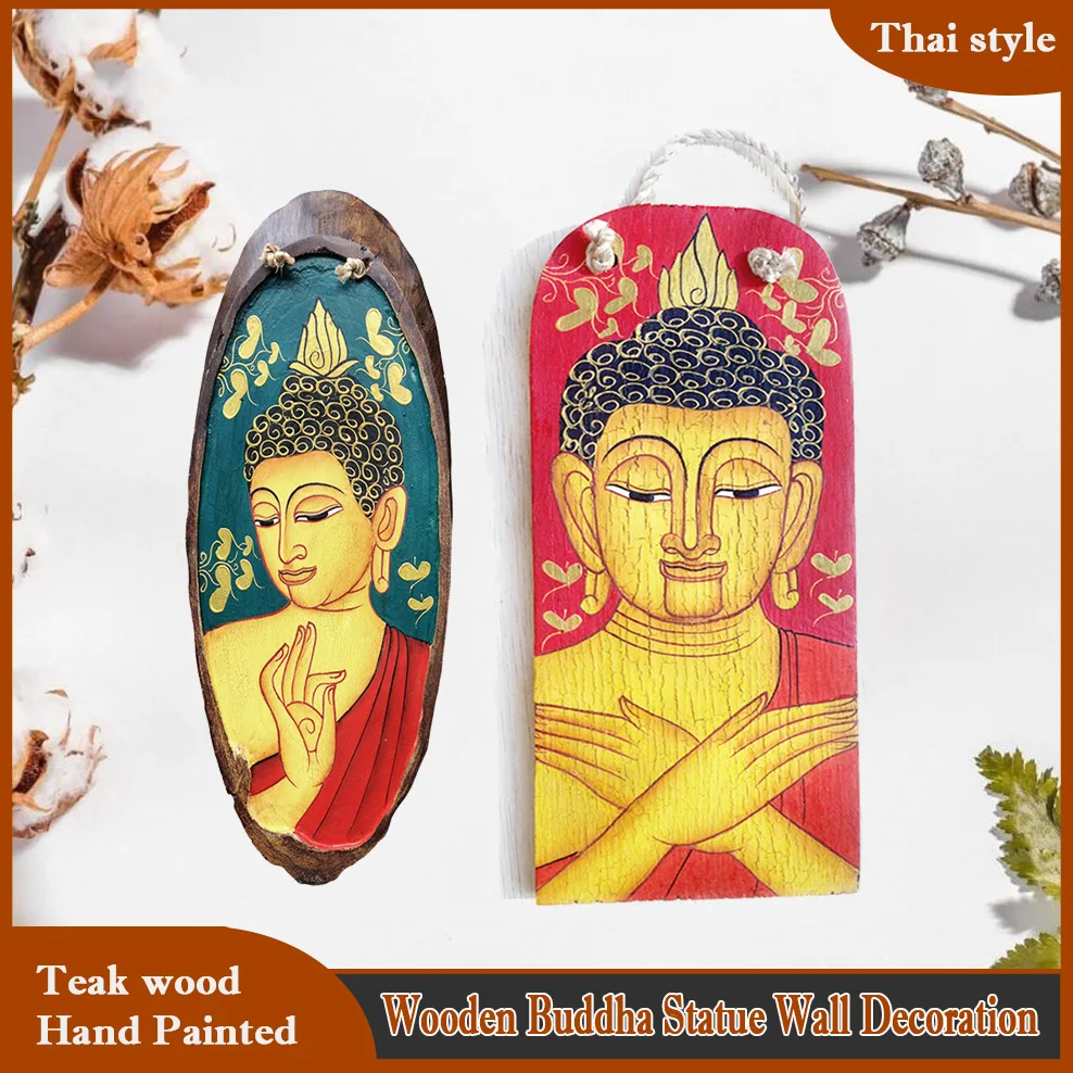 

Southeast Asia Teak Buddha Statue Wall Decoration Living Room Door Wall Hanging Ornament Buddha Statue Pendant Thai Home Decor