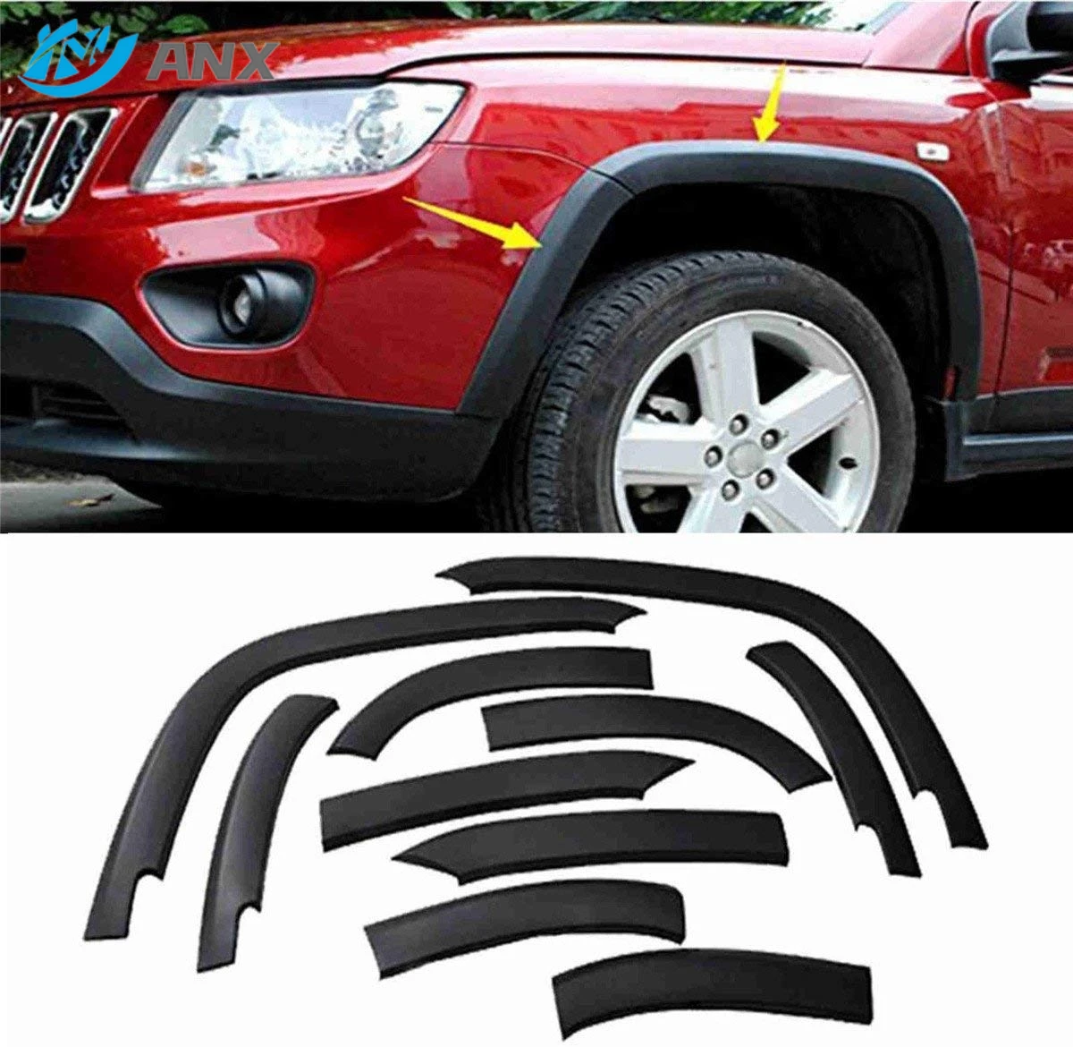 Enlarge 10Pcs/Set Front & Rear Wheels Fender Flares Cover Fit For Jeep Compass 2011-2018