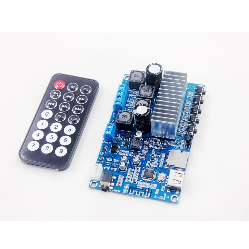TPA3116 50W+50W Bluetooth 5.0 Audio Stereo Digital Power Amplifier Board FM Radio USB Decode Player Remote Control On - Усилитель мощности TPA3116 50W+50W Bluetooth 5.0 Аудио Стерео Цифровая плата FM-радио USB-декодер Плеер Пульт ДУ включен.
