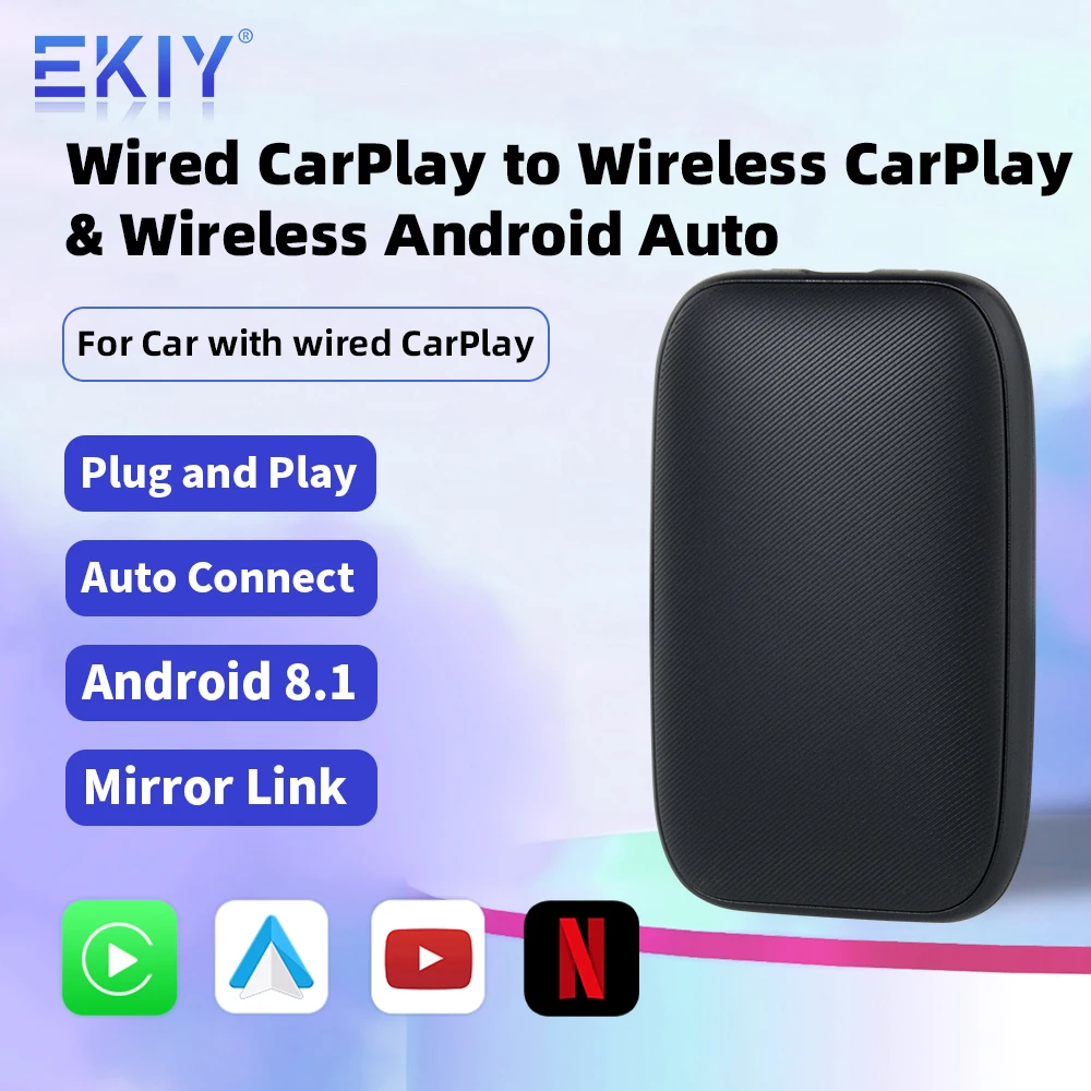 

EKIY CR-30 Wireless Android Auto CarPlay Adapter 2 in1 Carplay Smart Box Plug Play Multimedia Player for Toyota Mazda VW Renault