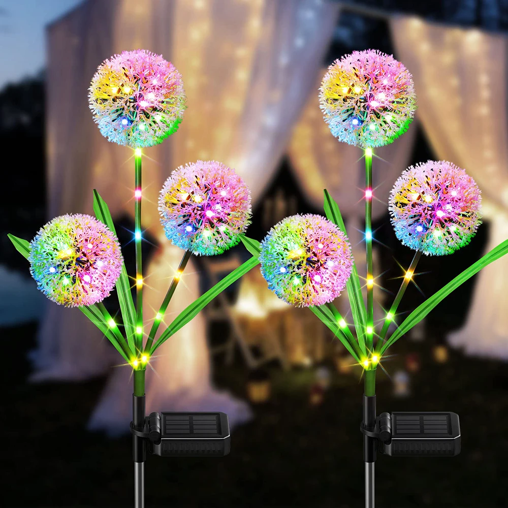 

2Pcs 1/3heads Solar Dandelion Garden Deco Light Lawn Light Lighting Outdoor Decorative Floor Plug Light