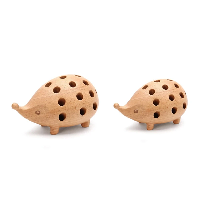 

Solid Wood Carving Hedgehog Penholder Is Nordic Home Decoration Art And Craft For Desk Figurines And Children's Gift