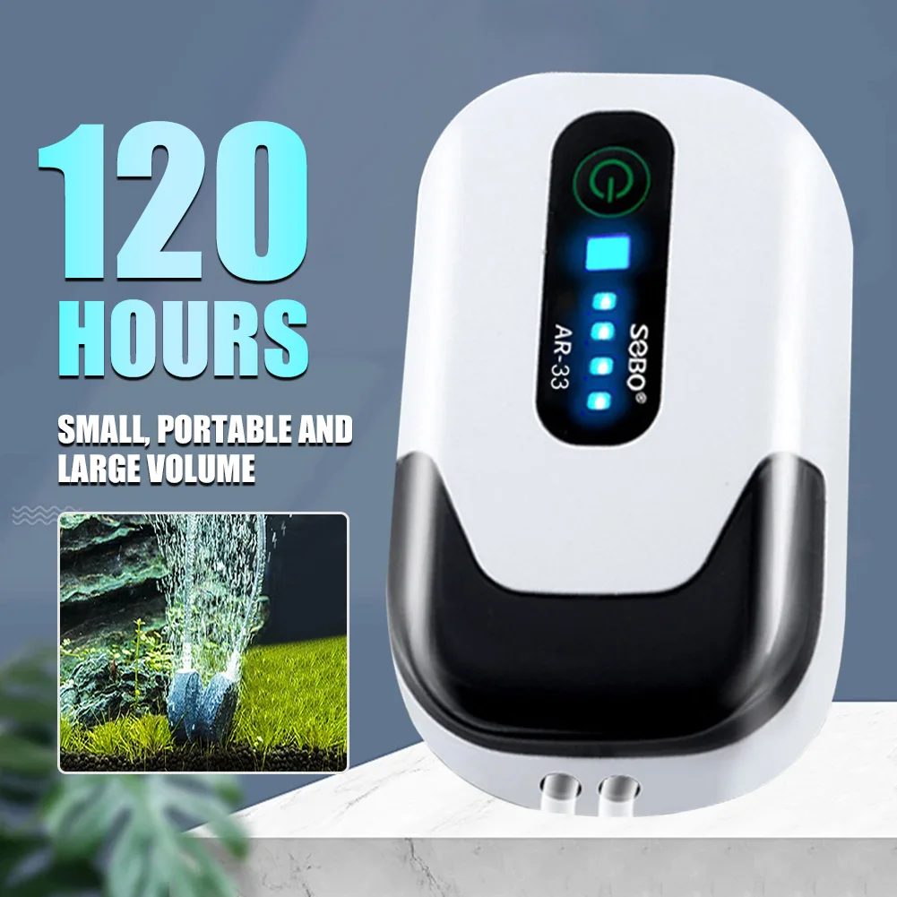 

Portable Aquarium Air Pump Energy-Saving USB Rechargeable Oxygen Pump With One/Dual Outlets For Fish Tank Silent Operation