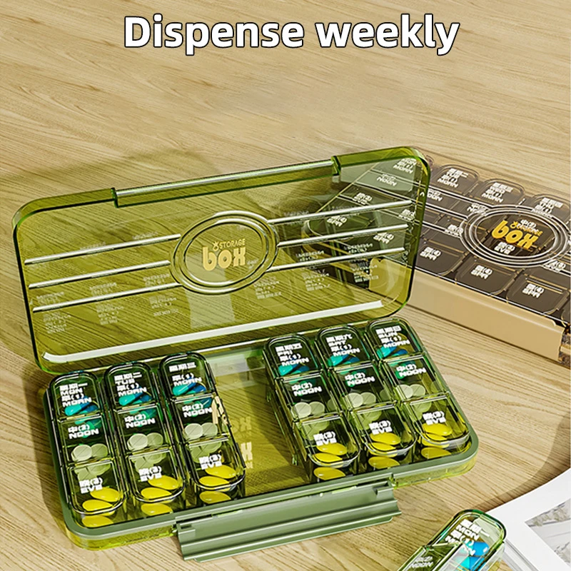 

Portable Pill Box Morning Noon And Night Divided Into Large-capacity 7 Days Small Dispenser A Week Pill Box Pill Dispensing Box