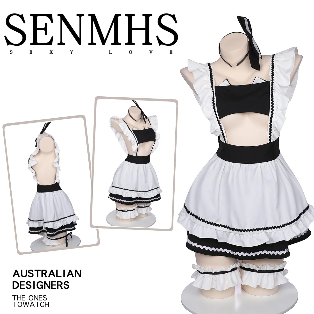 

Костюм горничной SENMHS для косплея в стиле «Лолита», милое черно-белое аниме школьное платье для девушек, наряд для женщин
