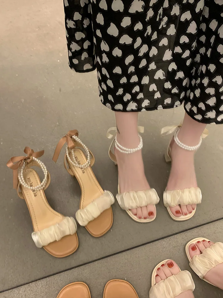 

Туфли-лодочки женские на платформе, высокий каблук, массивные босоножки, на шнуровке, в стиле ретро, бежевые, 2022