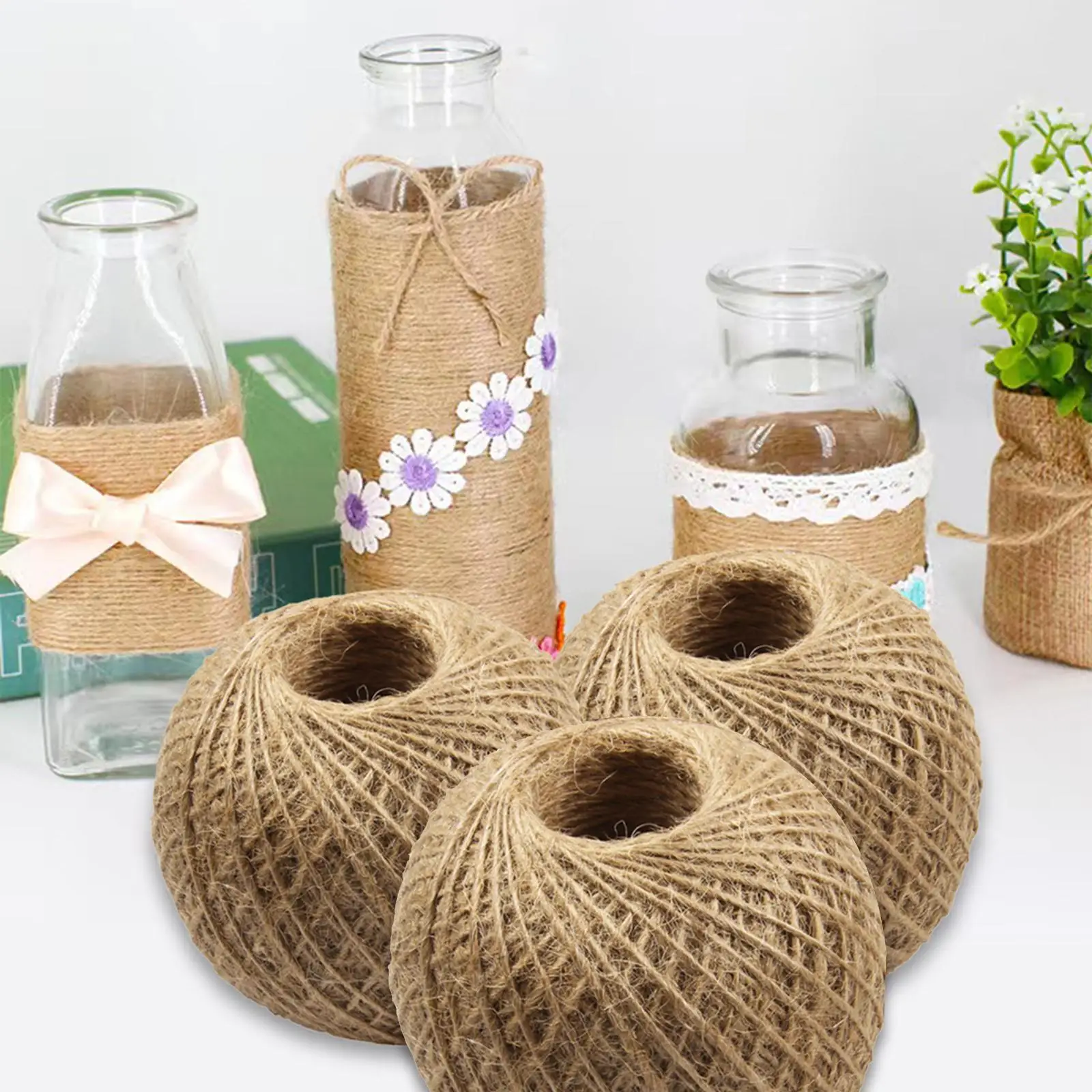 

3 Pieces Jute Twine Rope 80M Burlap String Roll for Artworks Arts Crafts Plant Hanging Bakers Twine Industrial Packing Materials